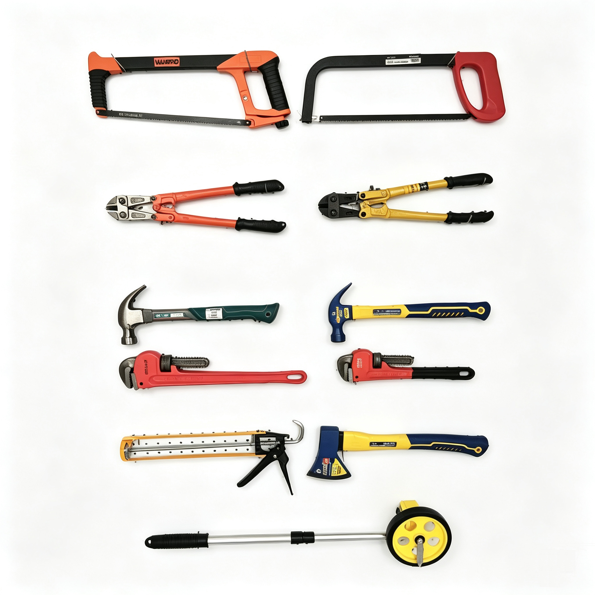Saw Blade, Hammer, Measuring Wheel